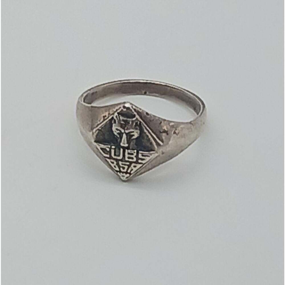 Vintage Sterling Silver Cub Scouts Ring BSA Signet Style Youth Jewelry Size 7
